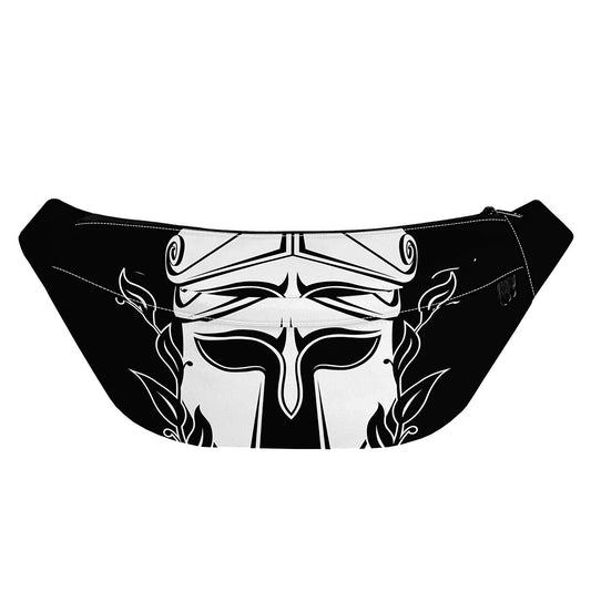 Black And White Spartan Helmet Print Fanny Pack