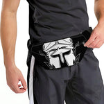 Black And White Spartan Helmet Print Fanny Pack