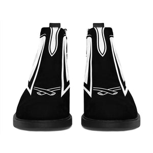 Black And White Spartan Helmet Print Flat Ankle Boots