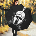 Black And White Spartan Helmet Print Foldable Umbrella