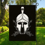 Black And White Spartan Helmet Print Garden Flag