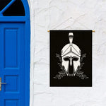Black And White Spartan Helmet Print Garden Flag