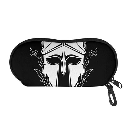 Black And White Spartan Helmet Print Glasses Case