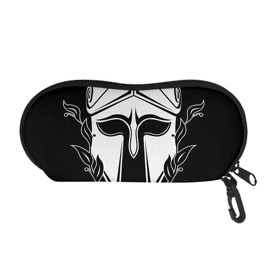 Black And White Spartan Helmet Print Glasses Case