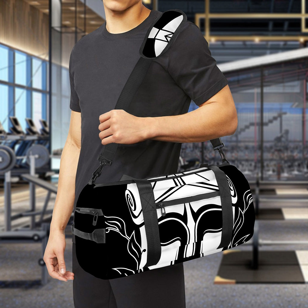 Black And White Spartan Helmet Print Gym Bag