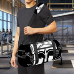 Black And White Spartan Helmet Print Gym Bag