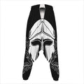Black And White Spartan Helmet Print Hammer Pants