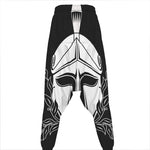 Black And White Spartan Helmet Print Hammer Pants