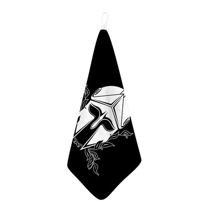 Black And White Spartan Helmet Print Hand Towel