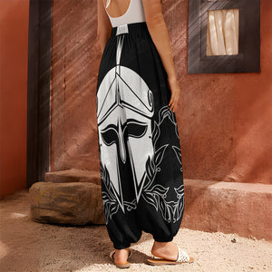 Black And White Spartan Helmet Print Harem Pants