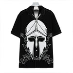 Black And White Spartan Helmet Print Hawaiian Shirt