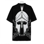 Black And White Spartan Helmet Print Hawaiian Shirt