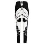 Black And White Spartan Helmet Print High-Waisted Pocket Leggings