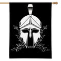 Black And White Spartan Helmet Print House Flag