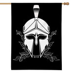 Black And White Spartan Helmet Print House Flag