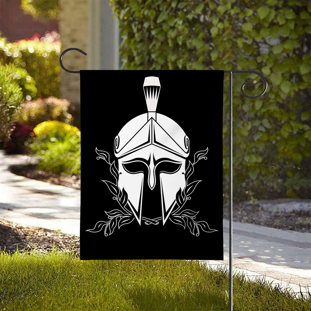 Black And White Spartan Helmet Print House Flag