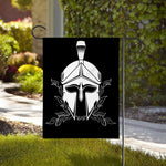 Black And White Spartan Helmet Print House Flag