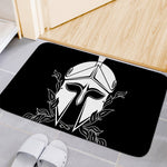 Black And White Spartan Helmet Print Indoor Door Mat