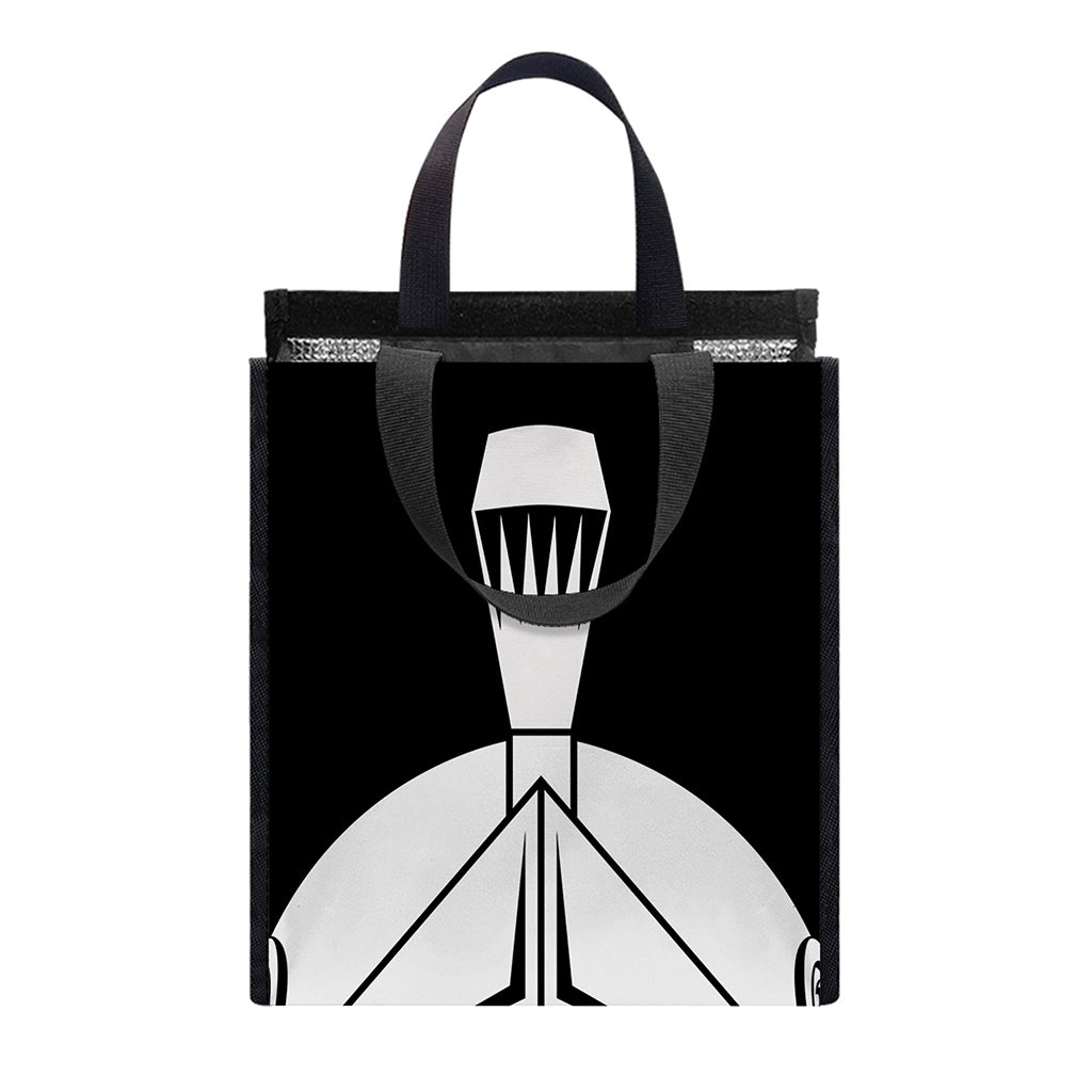 Black And White Spartan Helmet Print Insulated Lunch Tote