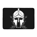 Black And White Spartan Helmet Print Kitchen Mat