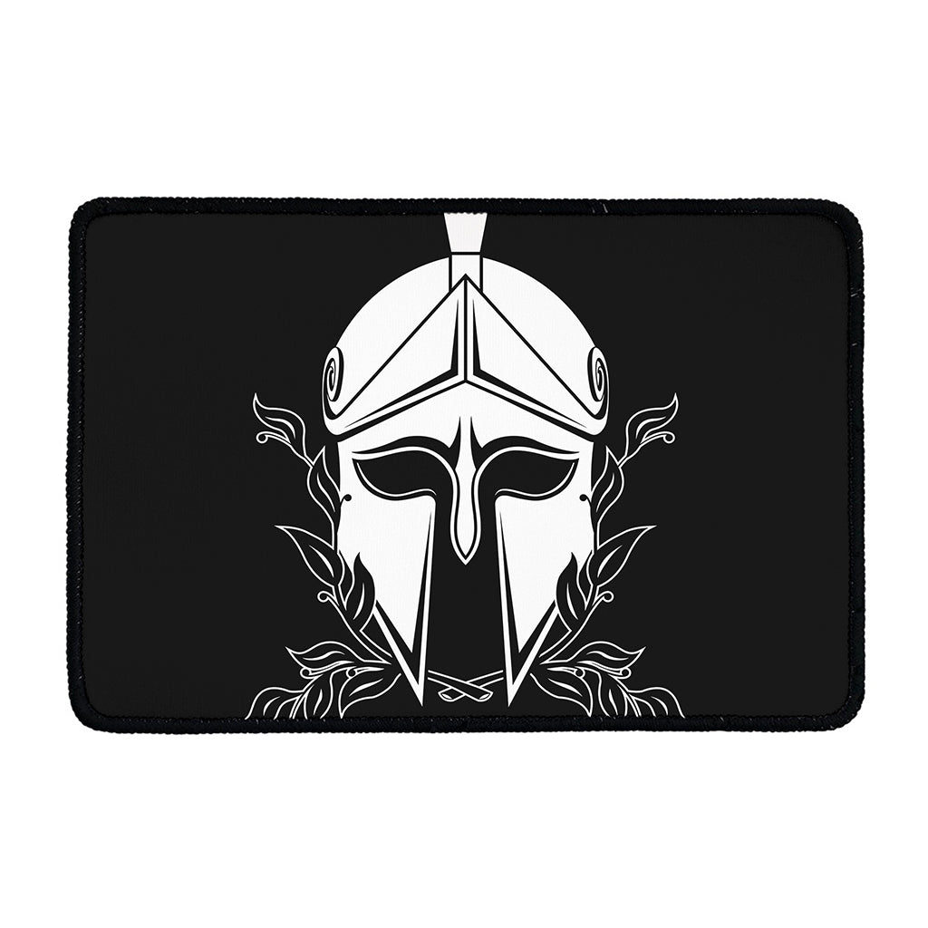 Black And White Spartan Helmet Print Kitchen Mat