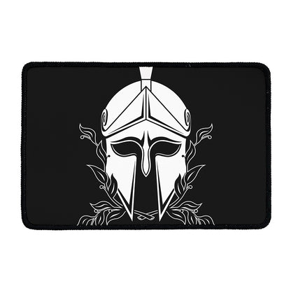 Black And White Spartan Helmet Print Kitchen Mat
