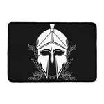 Black And White Spartan Helmet Print Kitchen Mat