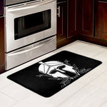 Black And White Spartan Helmet Print Kitchen Mat