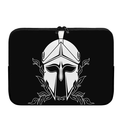 Black And White Spartan Helmet Print Laptop Sleeve