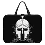 Black And White Spartan Helmet Print Laptop Sleeve With Handle