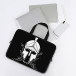 Black And White Spartan Helmet Print Laptop Sleeve With Handle
