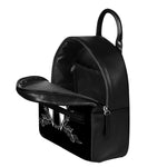 Black And White Spartan Helmet Print Leather Backpack