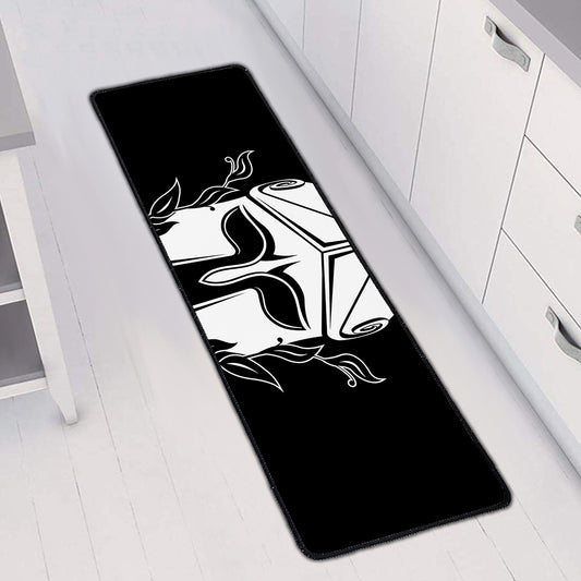 Black And White Spartan Helmet Print Long Kitchen Mat