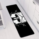 Black And White Spartan Helmet Print Long Kitchen Mat