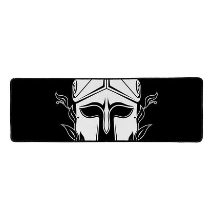 Black And White Spartan Helmet Print Long Kitchen Mat
