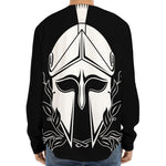 Black And White Spartan Helmet Print Long Sleeve Baseball Jersey