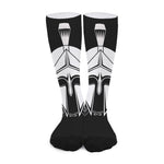 Black And White Spartan Helmet Print Long Socks