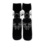 Black And White Spartan Helmet Print Long Socks