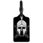 Black And White Spartan Helmet Print Luggage Tag
