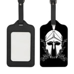 Black And White Spartan Helmet Print Luggage Tag
