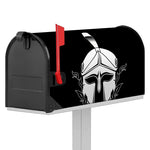 Black And White Spartan Helmet Print Mailbox Cover