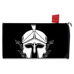 Black And White Spartan Helmet Print Mailbox Cover