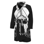 Black And White Spartan Helmet Print Men's Bathrobe