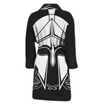 Black And White Spartan Helmet Print Men's Bathrobe