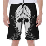 Black And White Spartan Helmet Print Men's Beach Shorts