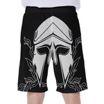 Black And White Spartan Helmet Print Men's Beach Shorts