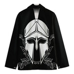 Black And White Spartan Helmet Print Men's Blazer
