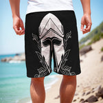 Black And White Spartan Helmet Print Men's Cargo Shorts