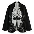 Black And White Spartan Helmet Print Men's Cotton Blazer
