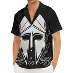 Black And White Spartan Helmet Print Men's Deep V-Neck Shirt